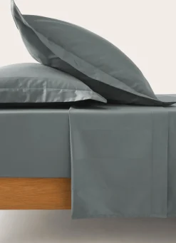 Best Bouchara DRAP PLAT UNI SATIN DE COTON RAYURES JACQUARD GLACIER