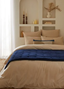 Hot Bouchara ÉDREDON EN VELOURS GANSÉ D'UN BIAIS CONTRASTÉ BLEU PROFOND