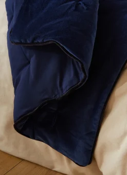 Hot Bouchara ÉDREDON EN VELOURS GANSÉ D'UN BIAIS CONTRASTÉ BLEU PROFOND