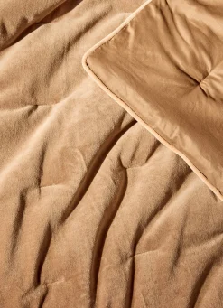 Hot Bouchara ÉDREDON EN VELOURS GANSÉ D'UN BIAIS CONTRASTÉ CHÂTAIGNE