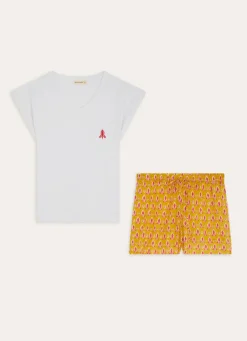 Outlet Bouchara ENSEMBLE PYJAMA SHORT EN COTON IMPRIMÉ JAUNE