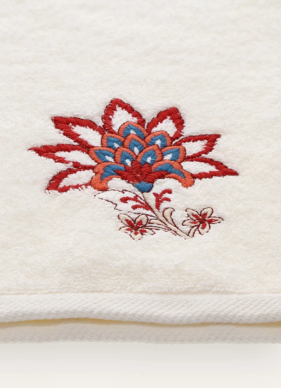 Online Bouchara ESSUIE-MAINS EN ÉPONGE FLEUR BRODÉE ÉCRU