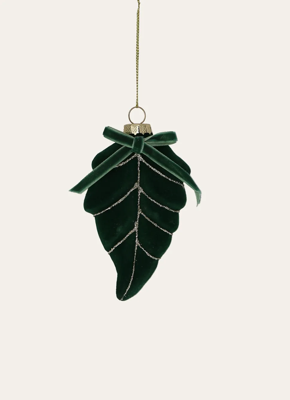 Best Bouchara FEUILLE À SUSPENDRE EN VERRE ET VELOURS VERT SAPIN