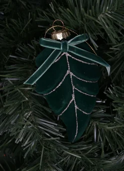 Best Bouchara FEUILLE À SUSPENDRE EN VERRE ET VELOURS VERT SAPIN