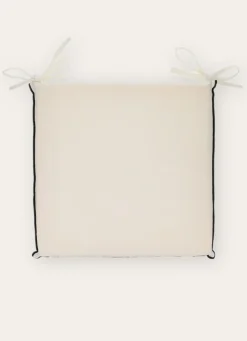 New Bouchara GALETTE DE CHAISE DÉHOUSSABLE COTON/LIN LAIT/NOIR