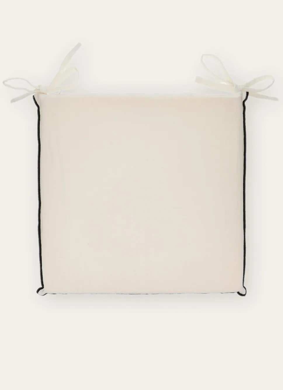 New Bouchara GALETTE DE CHAISE DÉHOUSSABLE COTON/LIN LAIT/NOIR