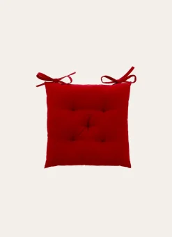 Hot Bouchara GALETTE DE CHAISE UNIE EN COTON ROUGE CERISE