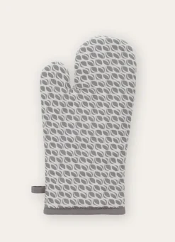 Best Bouchara GANT DE CUISINE EN COTON IMPRIMÉ BLANC/GRIS