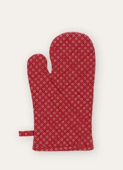 Discount Bouchara GANT DE CUISINE EN COTON IMPRIMÉ ROUGE/BLANC