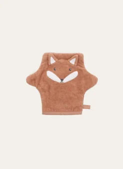 Online Bouchara GANT DE TOILETTE EN VELOURS ÉPONGE RENARD BRODÉ ROUX