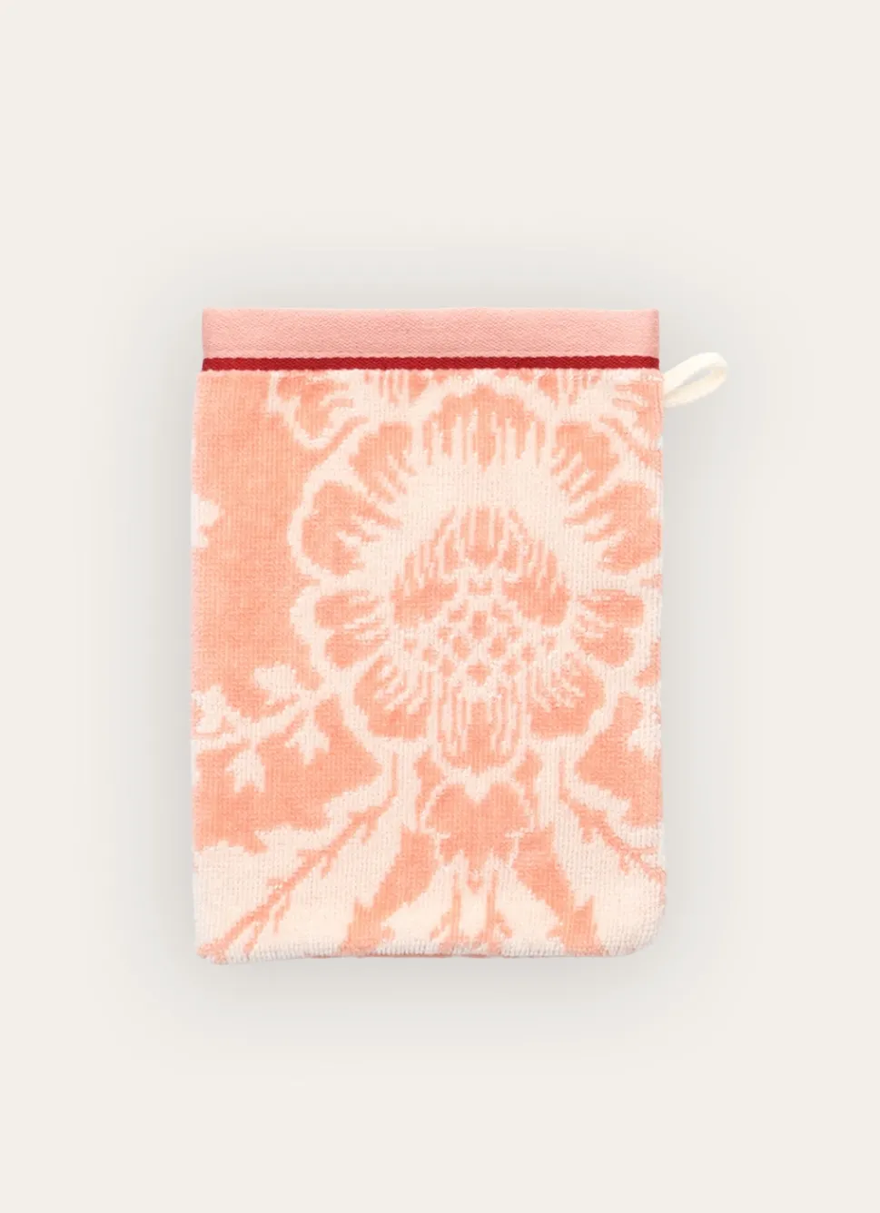 Bouchara GANT DE TOILETTE JADE À GRANDS MOTIFS FLORAUX ROSE CLAIR