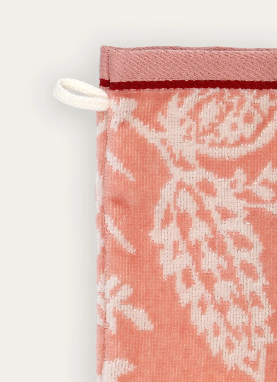 Bouchara GANT DE TOILETTE JADE À GRANDS MOTIFS FLORAUX ROSE CLAIR