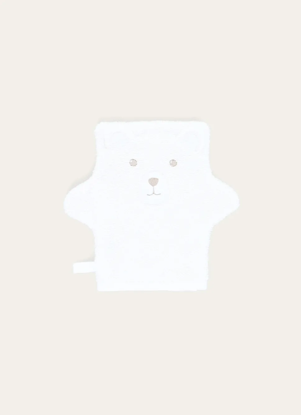 Hot Bouchara GANT EN COTON ÉPONGE TÊTE D'OURS AVEC OREILLES BLANC