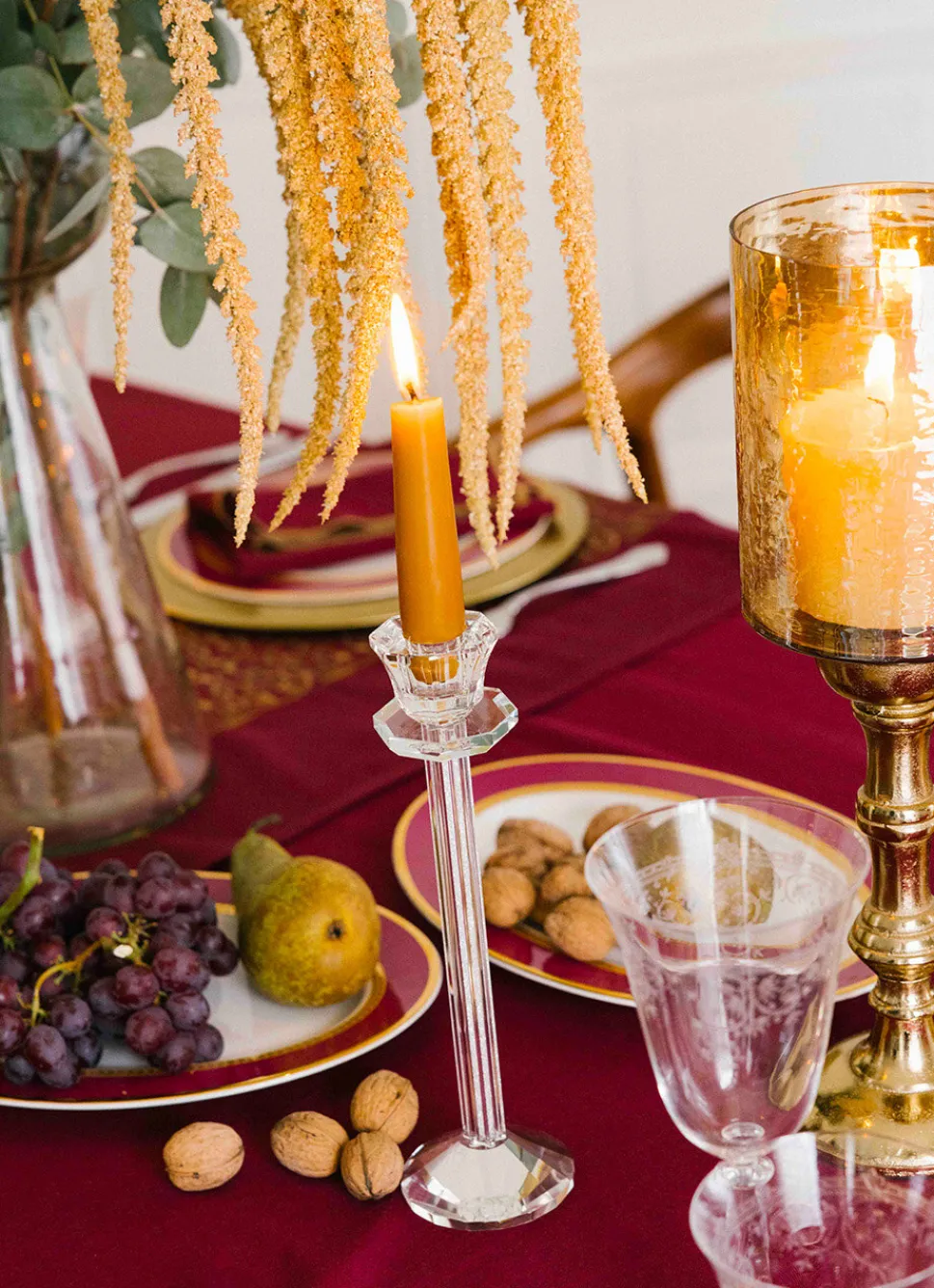 Discount Bouchara GRAND BOUGEOIR EN VERRE TRAVAILLÉ AVEC CRISTAUX TRANSPARENT