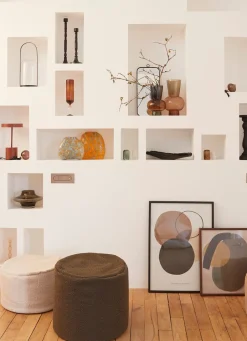 Sale Bouchara GRAND COUSSIN DE SOL ROND EN BOUCLETTE BRUN