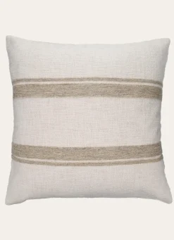 Sale Bouchara GRAND COUSSIN TEXTURÉ AVEC BANDE BRODÉE EN JUTE ECRU/BEIGE