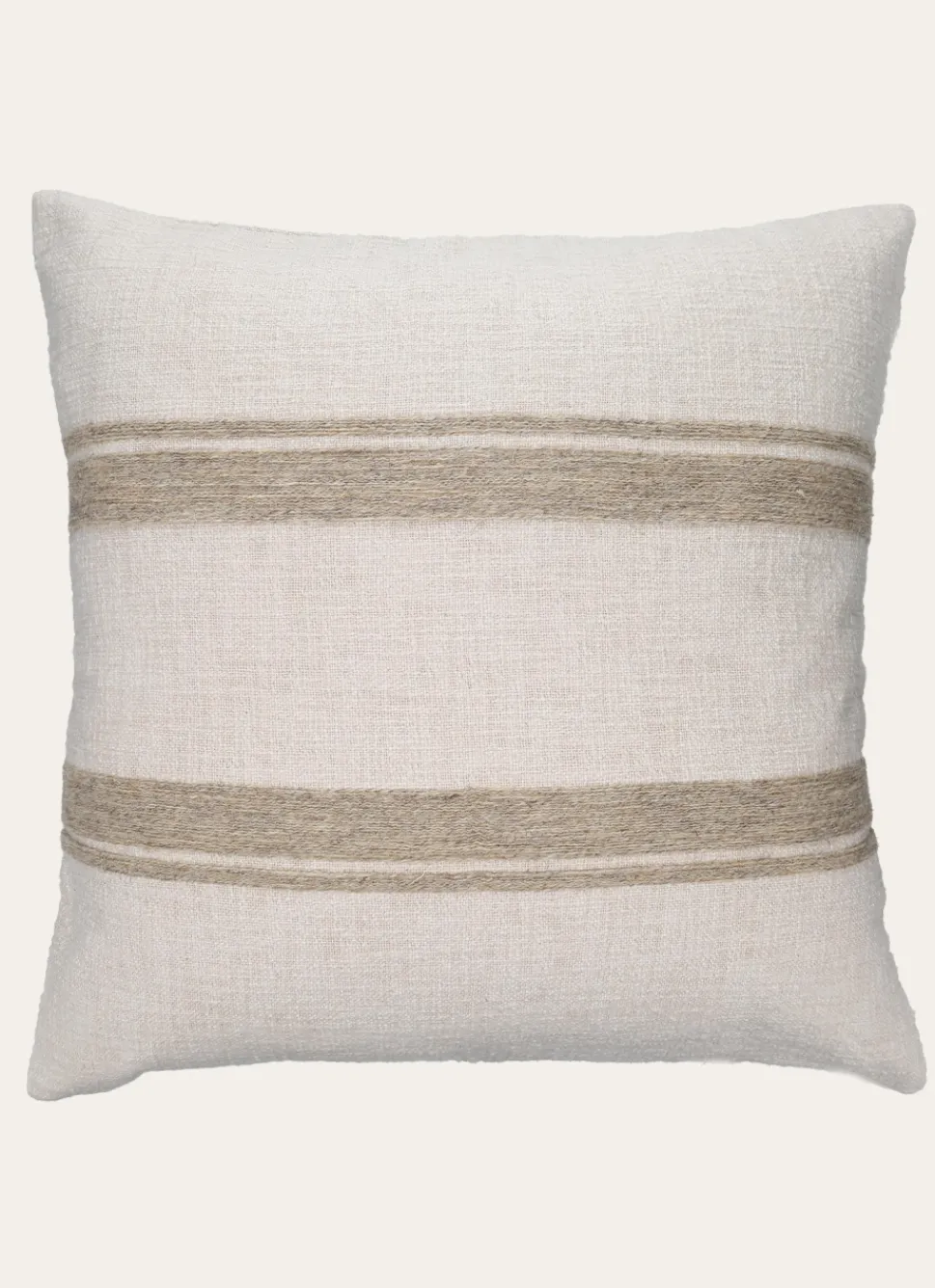 Sale Bouchara GRAND COUSSIN TEXTURÉ AVEC BANDE BRODÉE EN JUTE ECRU/BEIGE