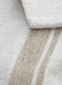 Sale Bouchara GRAND COUSSIN TEXTURÉ AVEC BANDE BRODÉE EN JUTE ECRU/BEIGE