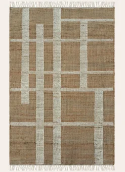 Discount Bouchara GRAND TAPIS TISSÉ EN JUTE ET LAINE LABYRINTHE BEIGE NATUREL/ÉCRU