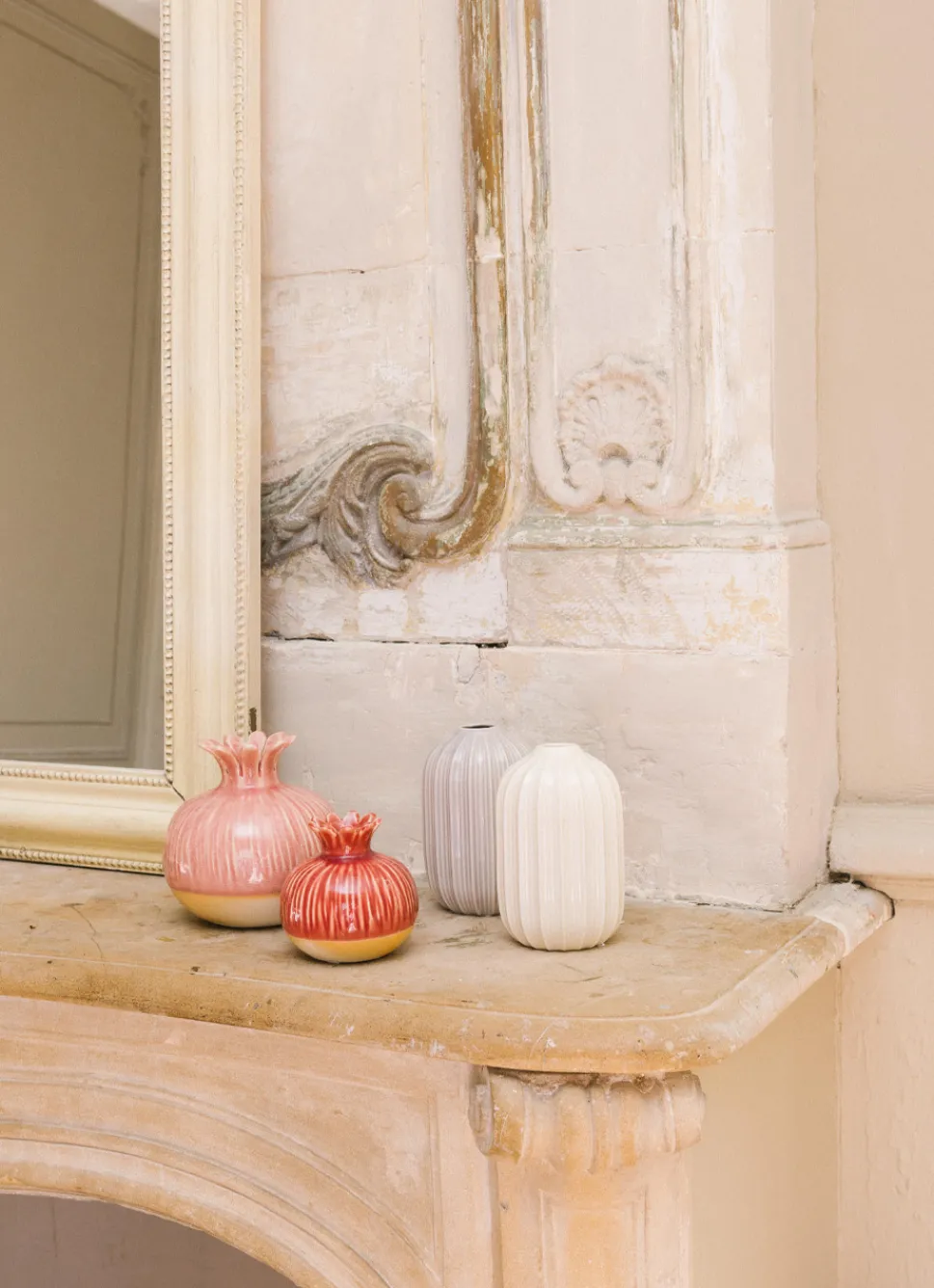 New Bouchara GRENADE EN GRÈS DÉCORATIVE GRAND FORMAT ROSE CLAIR