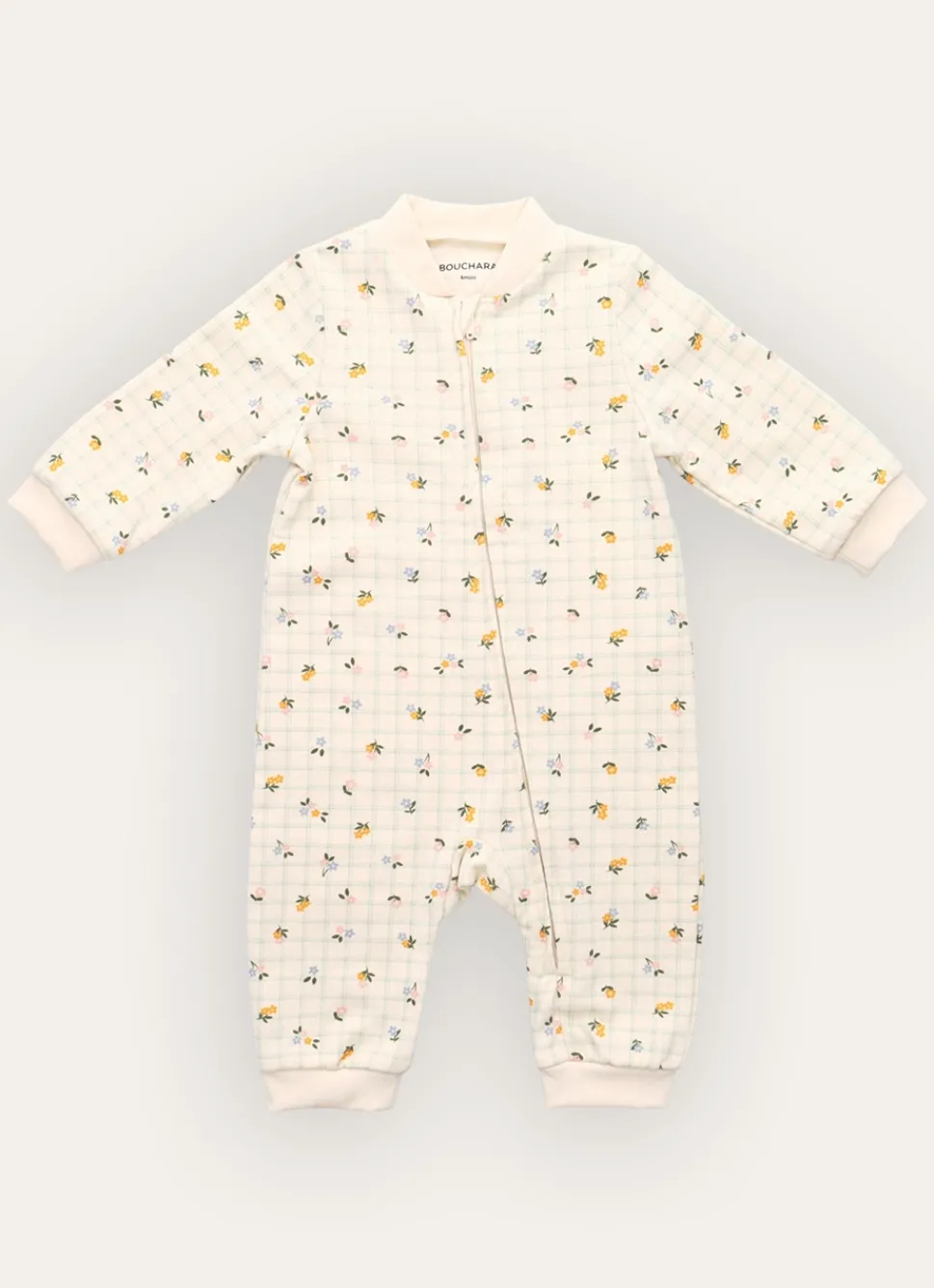 Outlet Bouchara GRENOUILLÈRE EN MOLLETON IMPRIMÉ FLEURS / CARREAUX ÉCRU