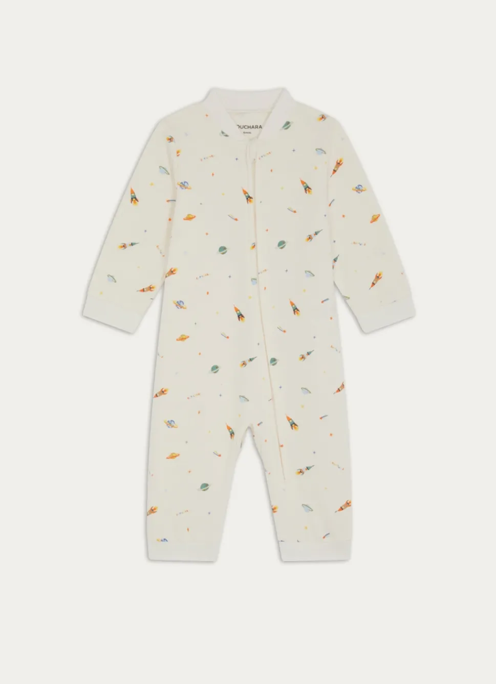 Online Bouchara GRENOUILLÈRE ZIPPÉE EN MOLLETON IMPRIMÉ GALACTIQUE BLANC