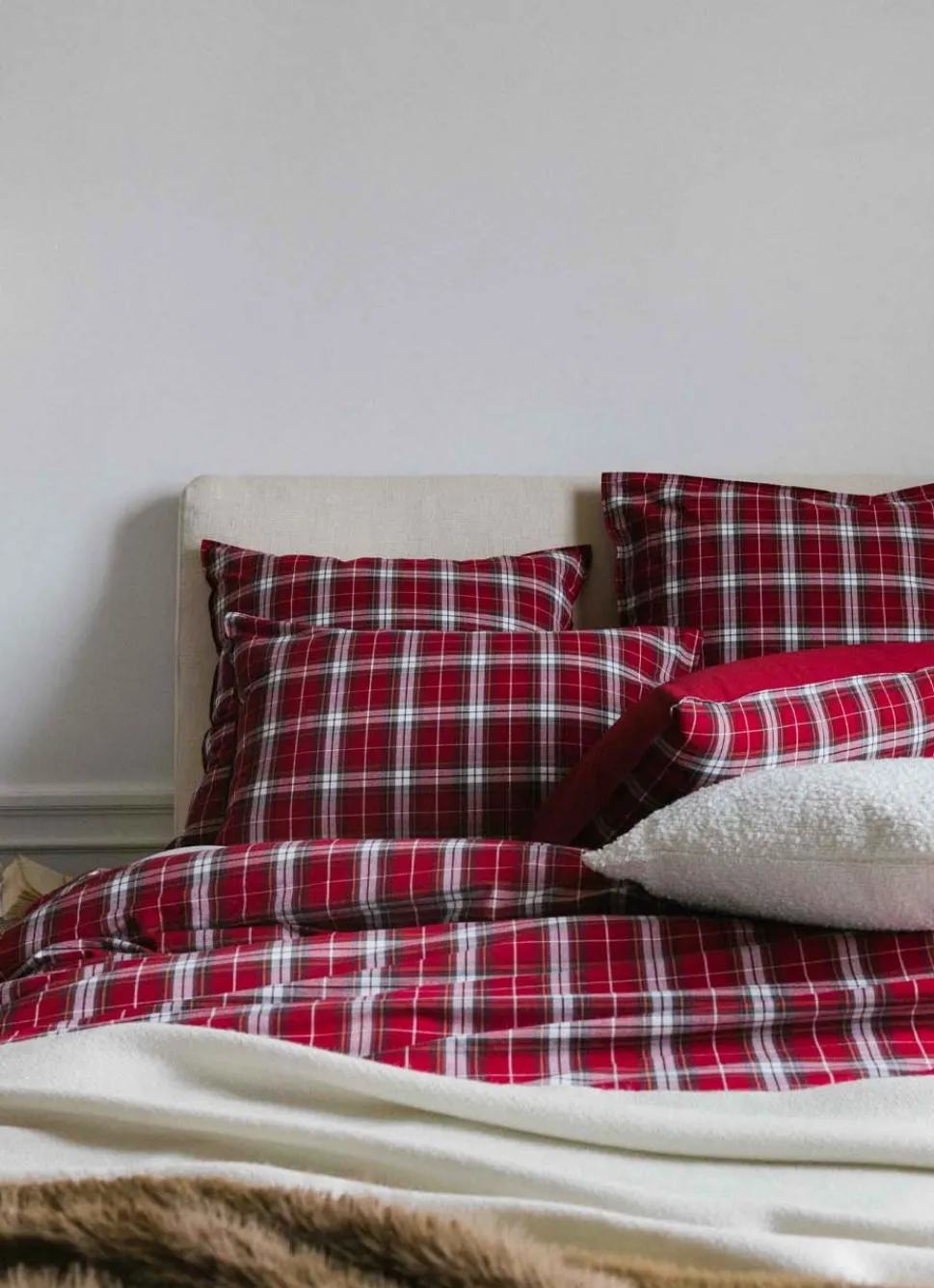 Best Bouchara HOUSSE DE COUETTE À CARREAUX TISSÉ TEINT TORQUHIL ROUGE