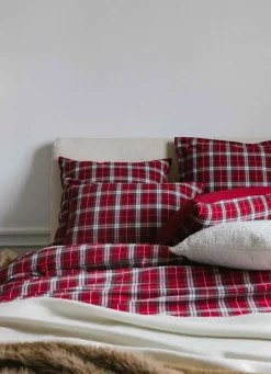 Best Bouchara HOUSSE DE COUETTE À CARREAUX TISSÉ TEINT TORQUHIL ROUGE