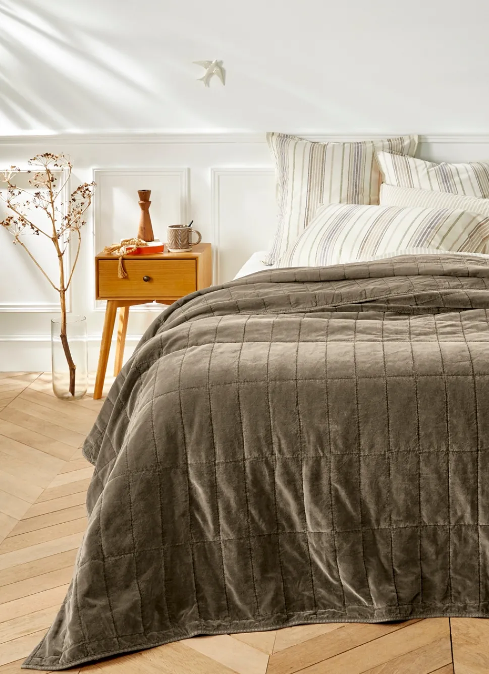 Hot Bouchara HOUSSE DE COUETTE À RAYURES CHEVRONS TROMSO BEIGE CLAIR