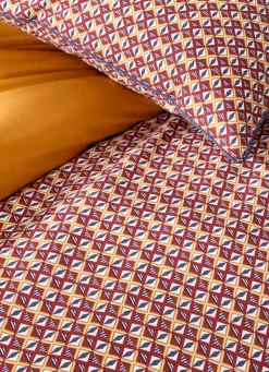 Online Bouchara HOUSSE DE COUETTE EN COTON IMPRIMÉ GÉOMÉTRIQUE BORDEAUX