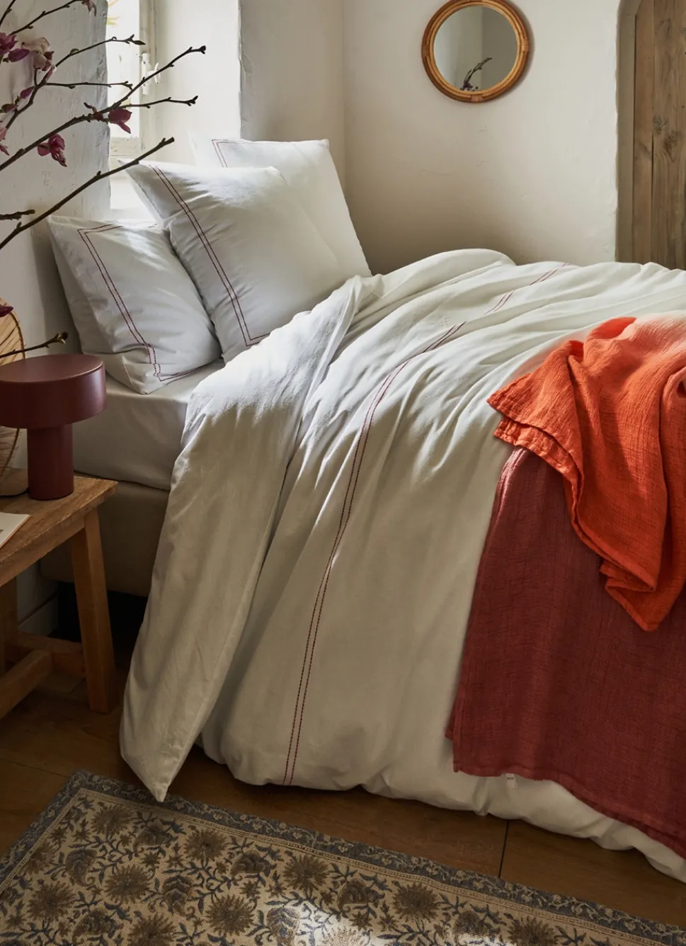 Outlet Bouchara HOUSSE DE COUETTE EN COTON LAVÉ FUSCHIA