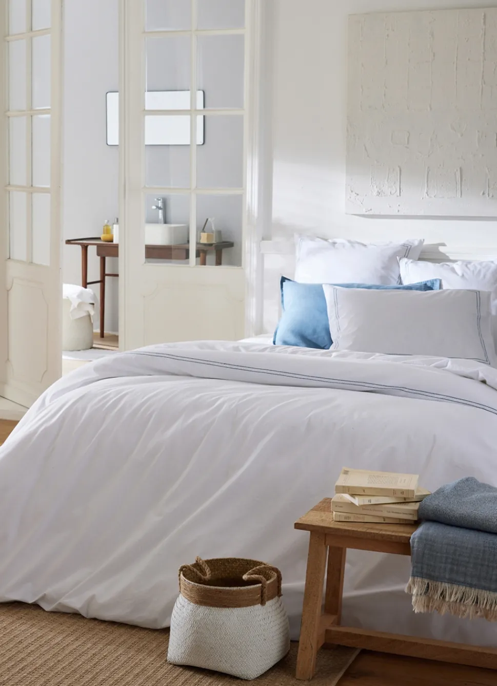 Outlet Bouchara HOUSSE DE COUETTE EN COTON LAVÉ BLEU