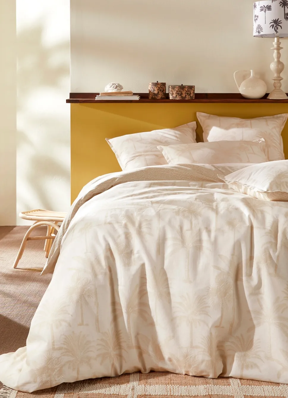 New Bouchara HOUSSE DE COUETTE EN COTON IMPRIMÉE PALMIERS GHANA SEIGLE