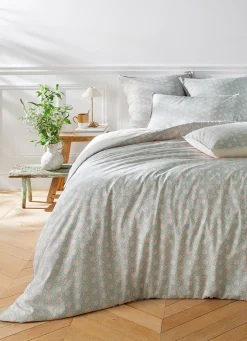 Clearance Bouchara HOUSSE DE COUETTE EN COTON LAVÉ JEIRAN VERT CELADON