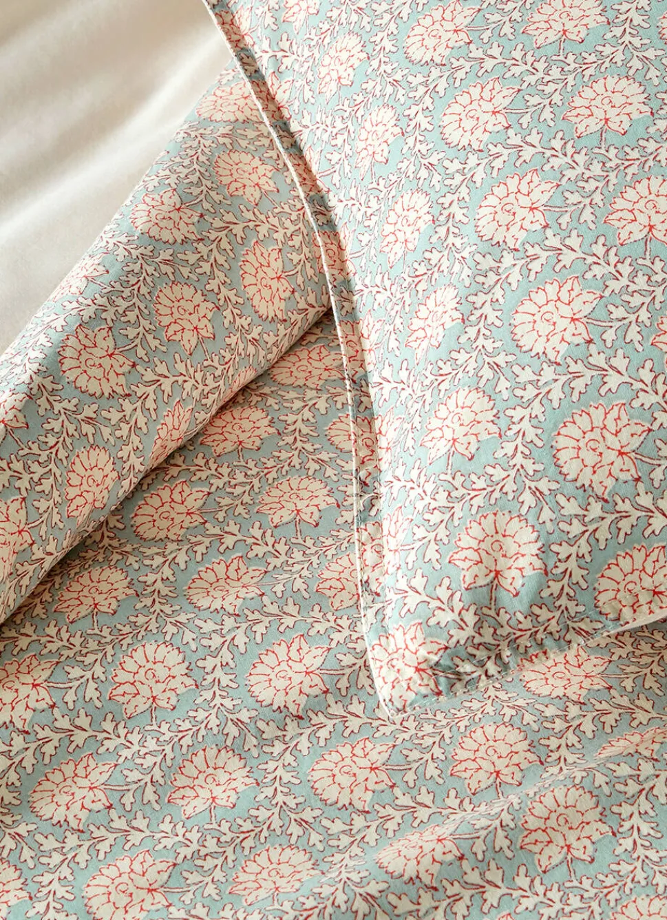 Clearance Bouchara HOUSSE DE COUETTE EN COTON LAVÉ JEIRAN VERT CELADON