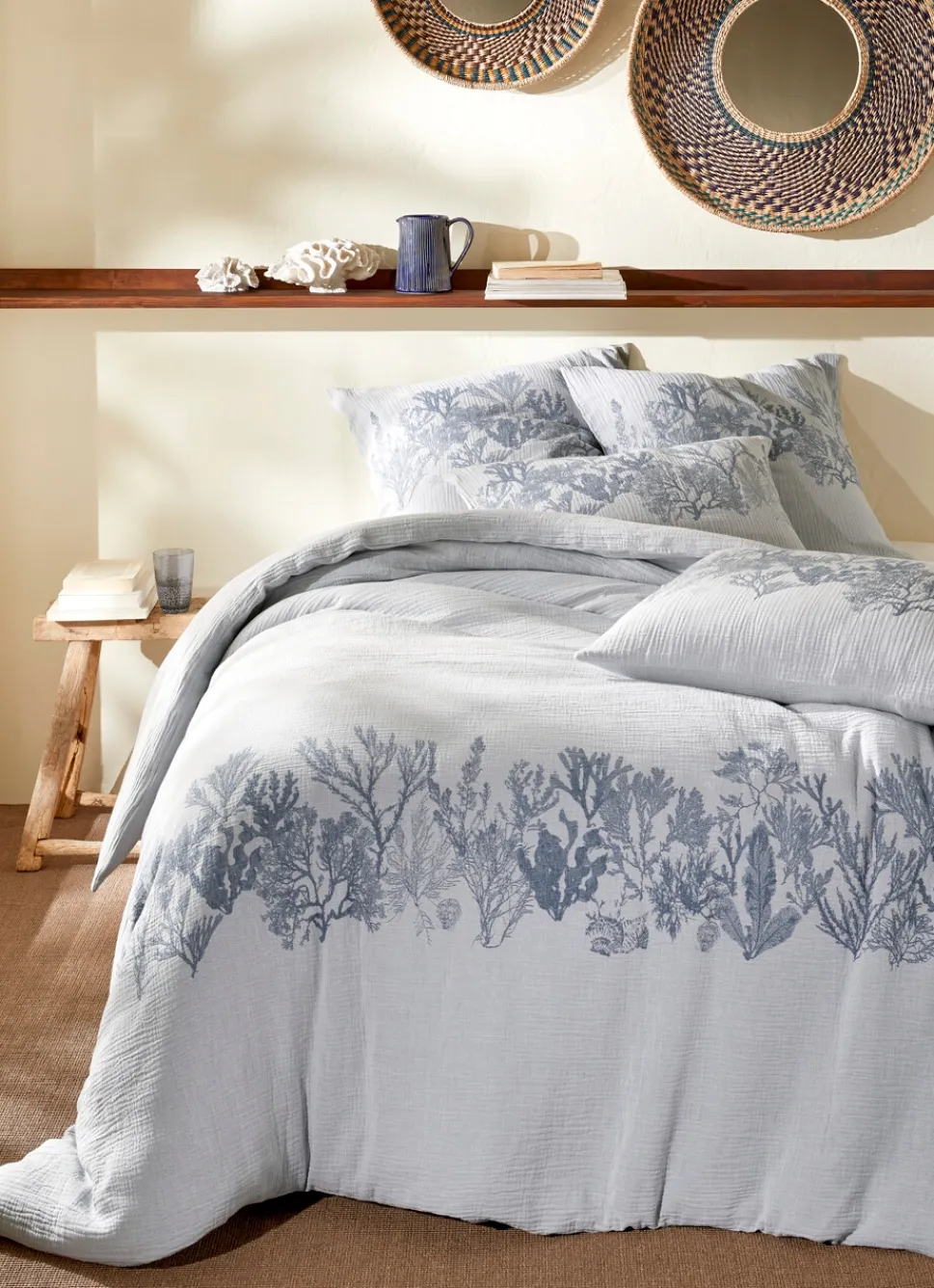 Hot Bouchara HOUSSE DE COUETTE EN DOUBLE GAZE DE COTON GUAM BLEU