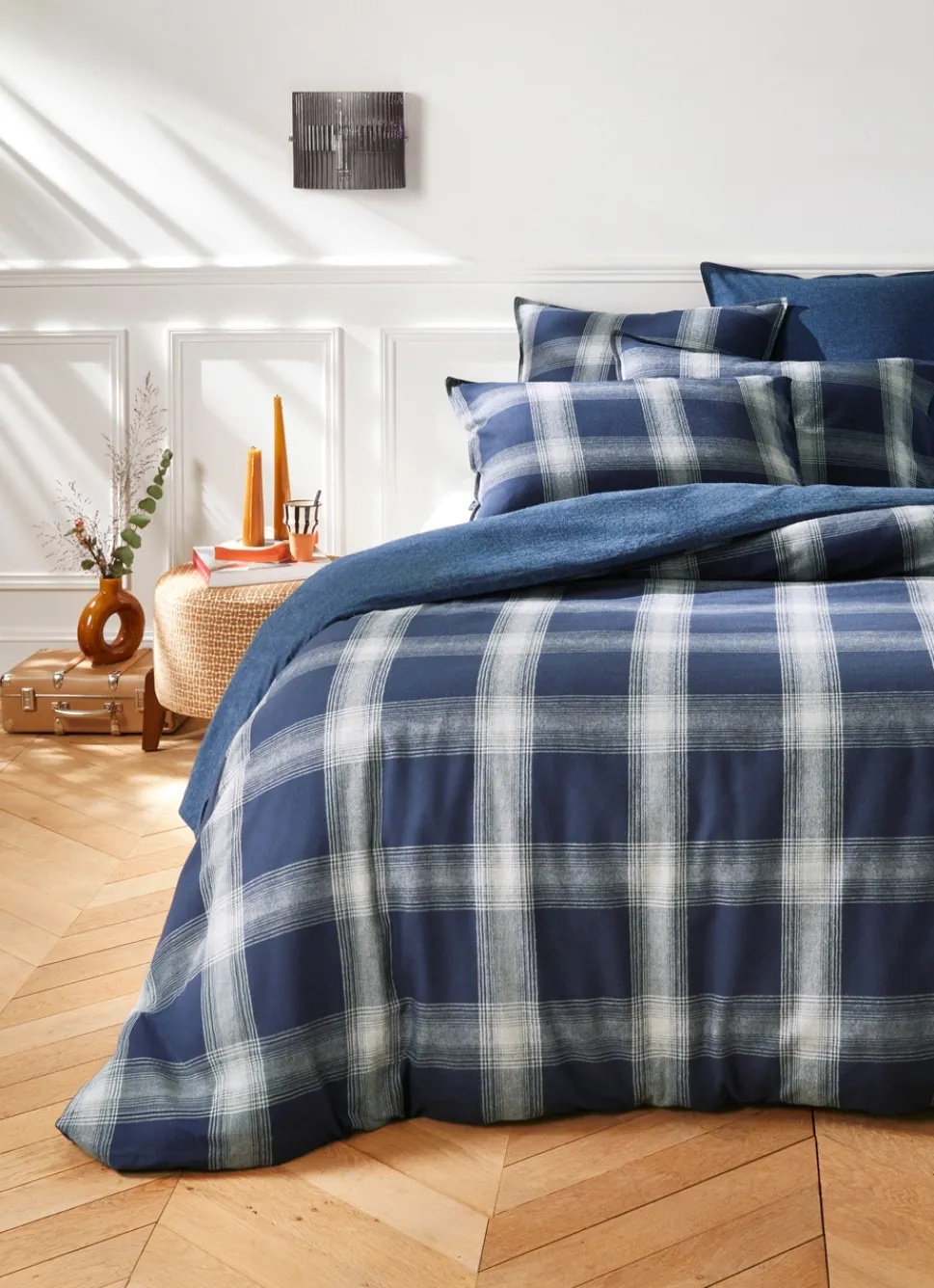 Online Bouchara HOUSSE DE COUETTE EN FLANELLE RHEA BLEU MARINE