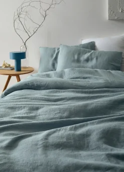 Hot Bouchara HOUSSE DE COUETTE EN LIN LAVÉ BLEU