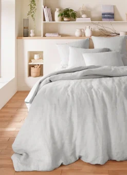 Hot Bouchara HOUSSE DE COUETTE EN LIN LAVÉ BLEU GRIS