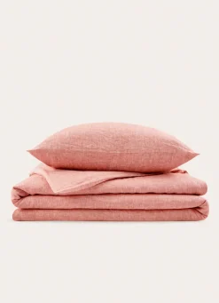 Clearance Bouchara HOUSSE DE COUETTE EN LIN LAVÉ rouge