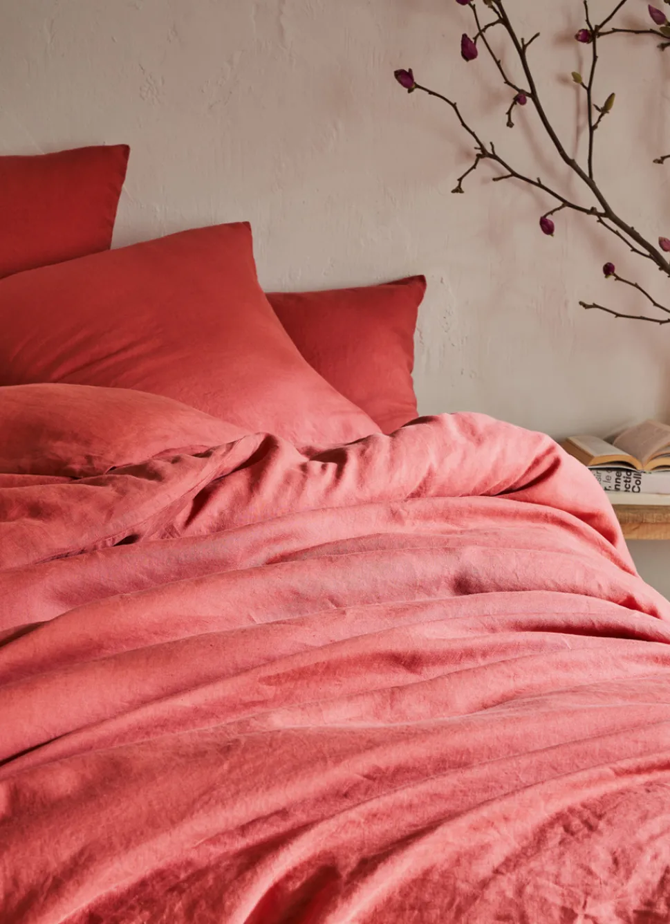 Online Bouchara HOUSSE DE COUETTE EN LIN LAVÉ ROSE