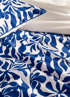 New Bouchara HOUSSE DE COUETTE EN PERCALE IMPRIMÉE FEUILLAGE BLEU