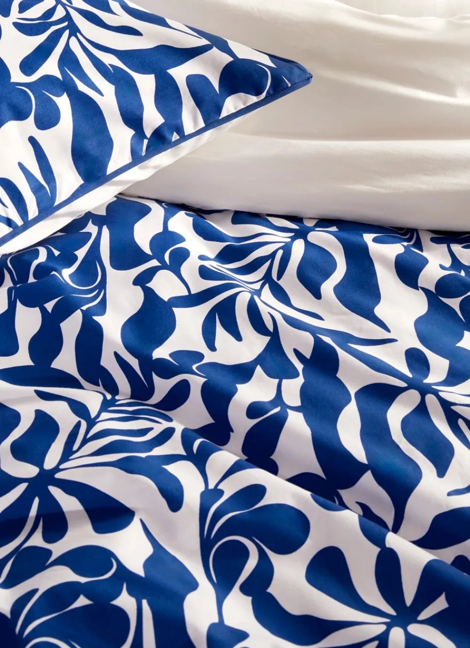 New Bouchara HOUSSE DE COUETTE EN PERCALE IMPRIMÉE FEUILLAGE BLEU