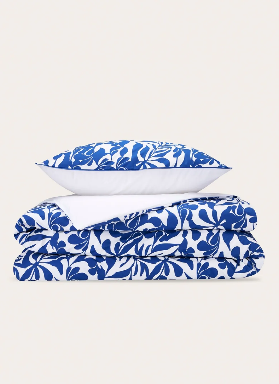 New Bouchara HOUSSE DE COUETTE EN PERCALE IMPRIMÉE FEUILLAGE BLEU