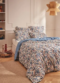 Hot Bouchara HOUSSE DE COUETTE EN PERCALE CHLORO BLEU BALTIQUE