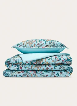 Bouchara HOUSSE DE COUETTE EN SATIN MOTIF FLORAL GAIA BLEU