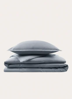 New Bouchara HOUSSE DE COUETTE EN SATIN DE COTON PEIGNÉ UNI ARDOISE