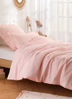 Bouchara HOUSSE DE COUETTE ENFANT MOTIF VICHY GINGHAM ROSE