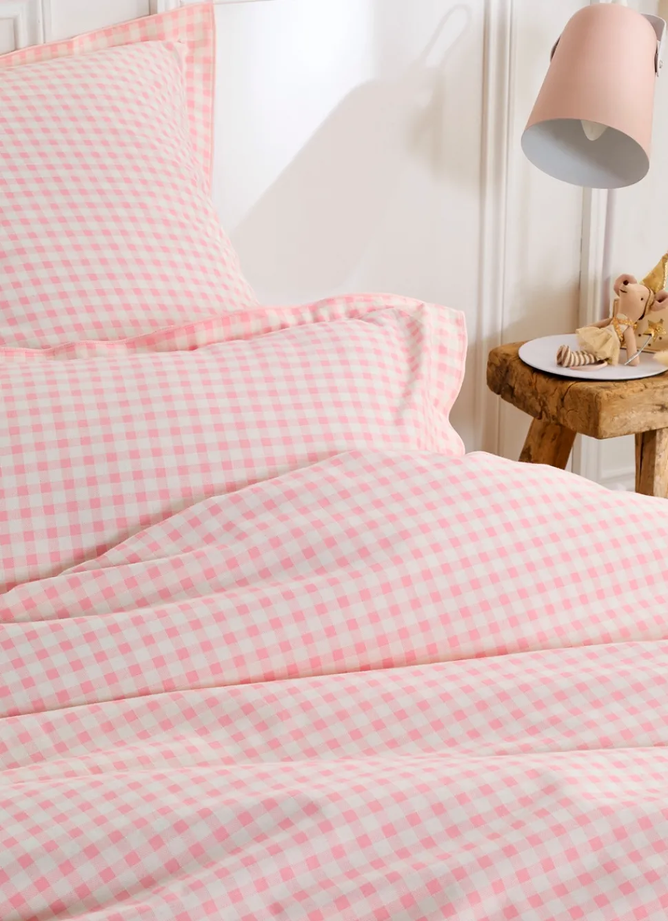 Bouchara HOUSSE DE COUETTE ENFANT MOTIF VICHY GINGHAM ROSE
