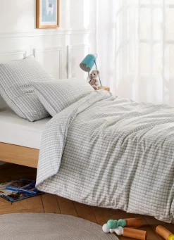 Outlet Bouchara HOUSSE DE COUETTE ENFANT À CARREAUX TARTAN BLEU